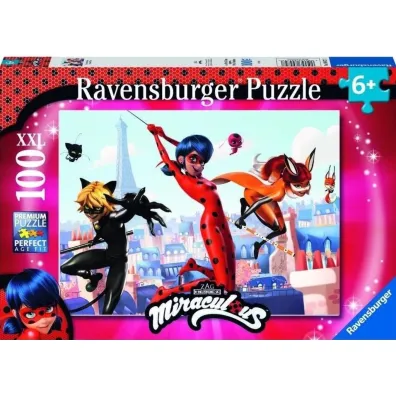 Puzzle 100 el. XXL Biedronka i czarny kot Ravensburger