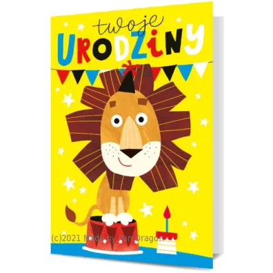 Pan Dragon Karnet B6 Urodziny dzieci�ce Lew z torcikiem K.B6-1824