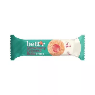 Bettr Kulki kokosowe z nadzieniem truskawkowym bezglutenowe 3 x 15 g Bio