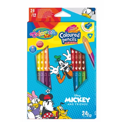 Patio Kredki owkowe trjktne Colorino Kids + temperwka Mickey 24 kolorw 12 szt.