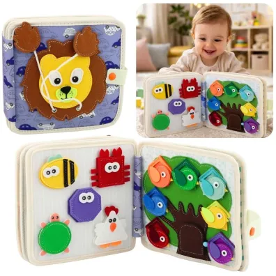 Ksi��eczka edukacyjna sensoryczna lew LeanToys