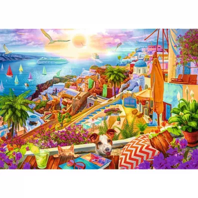 Puzzle 1000 el. Z wizyt� na Santorini Trefl