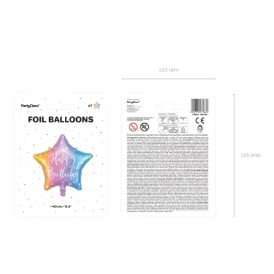 PartyDeco Balon foliowy Happy Birthday 40cm