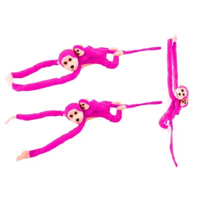 Maskotka ma�pka z dzieckiem ciemno r�owa 90cm LeanToys