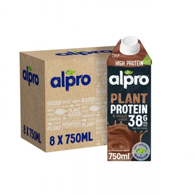 Alpro Plant Protein Napj sojowy wysokobiakowy o smaku czekoladowym Zgrzewka 8 x 750 ml