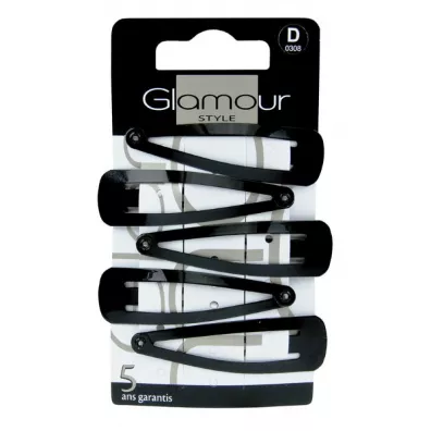 Glamour Klasyczne spinki do wosw Czarne 5 szt.