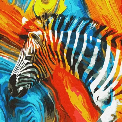 Ideyka Malowanie po numerach - Kolorowa zebra 50x50cm