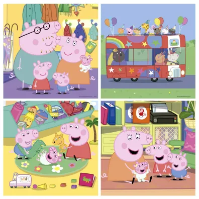 Puzzle 4w1 �winka Peppa walizka 113788 Educa