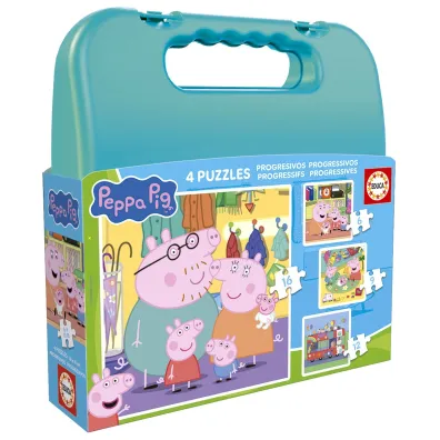Puzzle 4w1 �winka Peppa walizka 113788 Educa