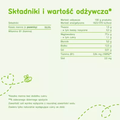 BoboVita Porcja Zb Kaszka bezmleczna manna po 4 miesicu 170 g