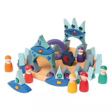 Uk�adanka z kryszta�kami Mandala b�yszcz�ca, �rednica 27 cm, niebieska, 4+, Grimm's Grimms