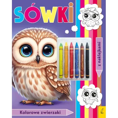 Kolorowanka z kredkami. Kolorowe zwierzaki. S�wki