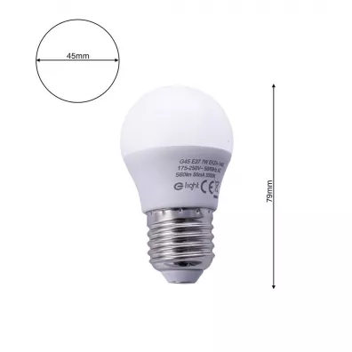 Eko-light arwka LED 7W E27 G45 ciepa 3000K 560lm kulka