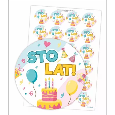 LearnHow Naklejki urodzinowe - Sto lat! 24 szt.