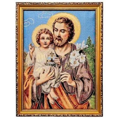Obraz Haftowany �w. J�zef z dzieci�tkiem 42x32cm