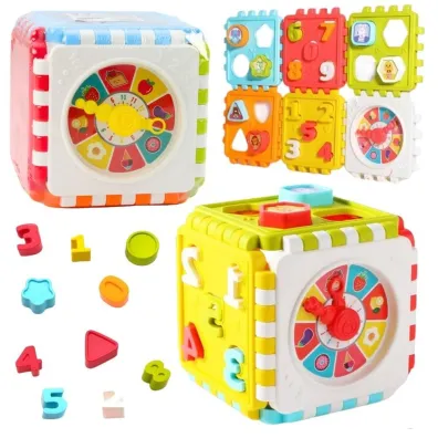 Kostka edukacyjna sorter cyferki wzory zegar LeanToys