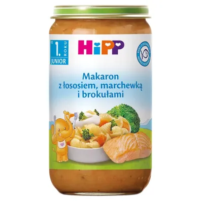 Hipp Makaron z �ososiem marchewk� i broku�ami po 1. roku 250 g