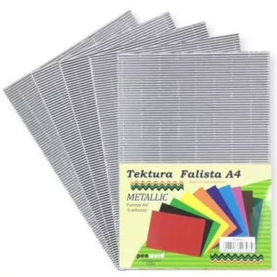 Penword Tektura A4 falista metallic srebrna 5 szt.