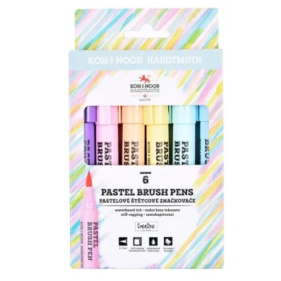 Koh-I-Noor Markery p�dzelkowe pastel 6 kolor�w