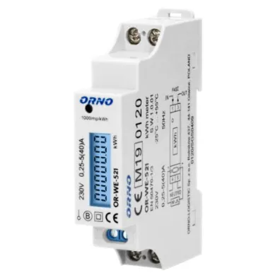 Orno 1-fazowy licznik energii elektrycznej, 40a, mid, wyj�cie impulsowe, pod�wietlenie, 1 modu�