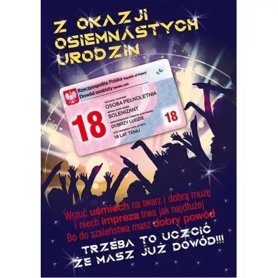 Stamp Karnet Party naklejany B6 + koperta Urodziny 18