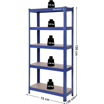 Songmics Rega do przechowywania niebieski 150 cm