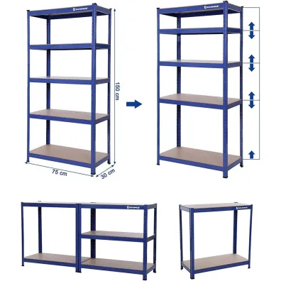 Songmics Rega do przechowywania niebieski 150 cm