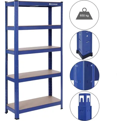Songmics Rega do przechowywania niebieski 150 cm