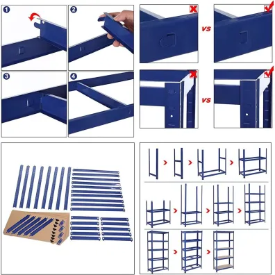 Songmics Rega do przechowywania niebieski 150 cm
