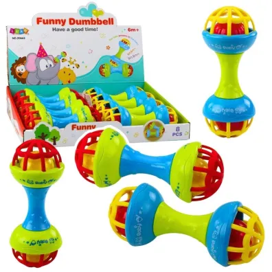 Grzechotka gryzak dla niemowl�t hantelek kolorowy LeanToys