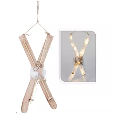 H&S Decoration Zawieszka witeczna Narty led beowy