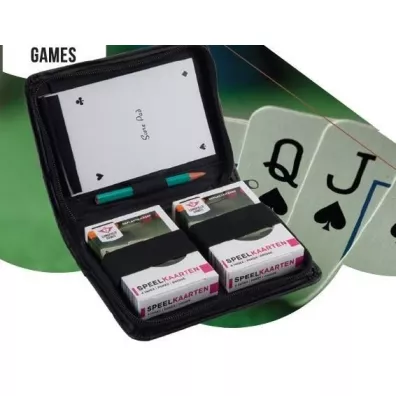 Komplet 2 talii kart w etui z notesem i owkiem