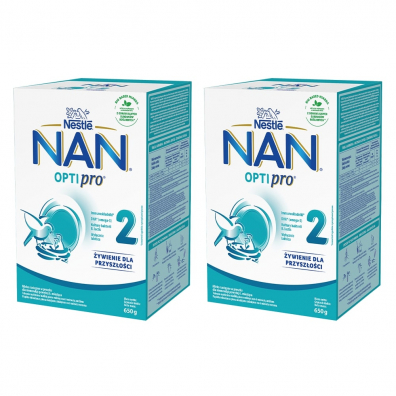Nestle Nan Optipro 2 Mleko następne dla niemowląt po 6 miesiącu Zestaw 2 x 650 g