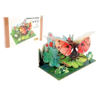 Puzzle drewniane 3D Biedronka w kwiatach Pro Kids