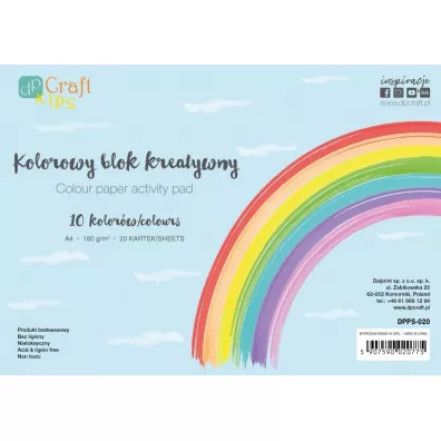 Dalprint Blok kolorowy A4 20ark 180g 10 kolor�w