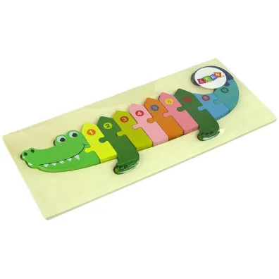 Drewniane puzzle Krokodyl liczby LeanToys