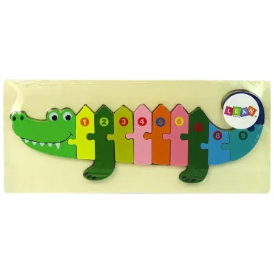 Drewniane puzzle Krokodyl liczby LeanToys