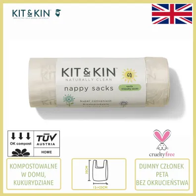Kit and Kin Biodegradowalne bezzapachowe worki na zu�yte pieluszki 60 szt.