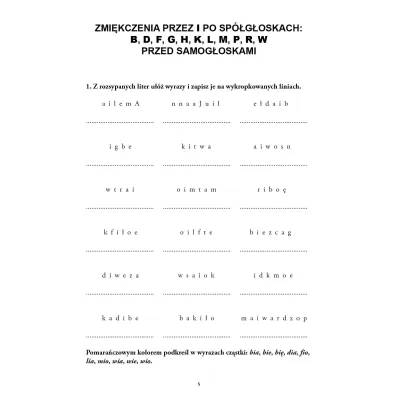 �wiczenia w terapii dysleksji i dysortografii dla uczni�w klas IV-VI. Zmi�kczenia