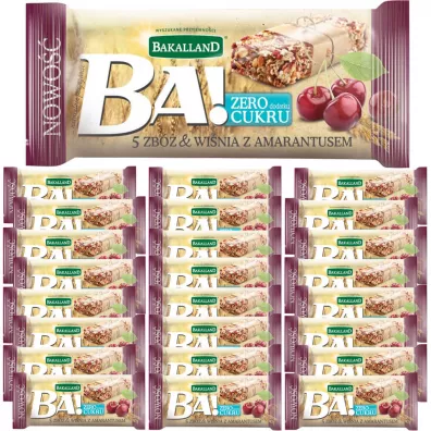 Bakalland Ba! Baton 5 zb� Wi�nie i Amarantus bez dodatku cukru Zestaw 25 x 30 g