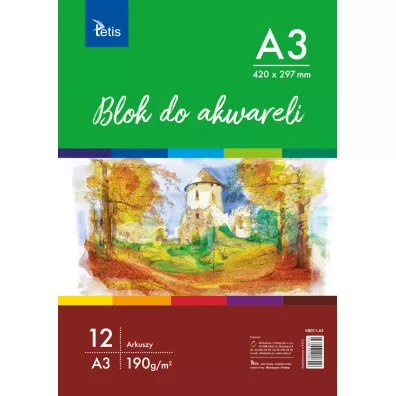 Tetis Blok do akwareli A3 12 kartek