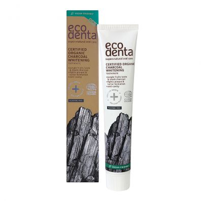 Ecodenta Certified Organic Charcoal Whitening Toothpaste wybielajca czarna pasta do zbw z owocami dungli 75 ml