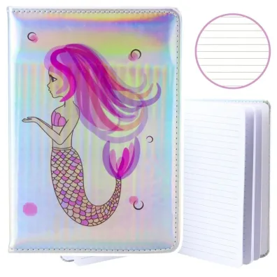 LeanToys Notatnik A5 Syrenka holograficzny linia 80 kartek