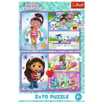 Puzzle 2x70 el. Baw si� z Gabby. Koci Domek Gabi Trefl