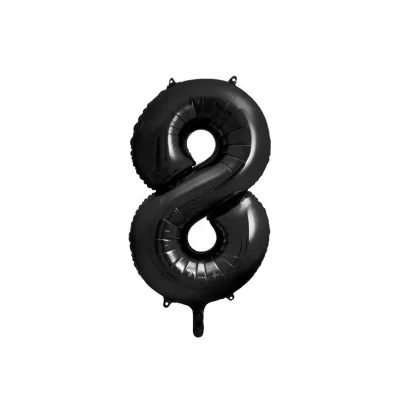 PartyDeco Balon foliowy 8 czarny 86cm