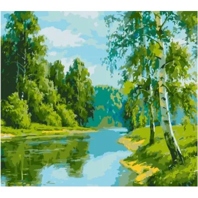 Qbee Malowanie po numerach - Brzozowa kraw�d� 40x50cm