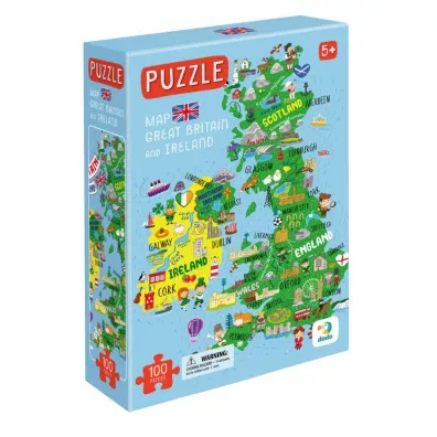 Puzzle 100 el. Mapa Wielkiej Brytanii i Irlandii Maksik