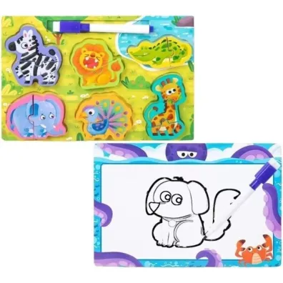 Puzzle 2w1 drewno i tablica Merkpol
