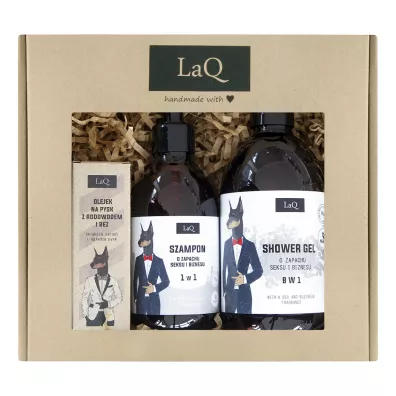 LaQ Zestaw kosmetyk�w Seks i biznes: �el pod prysznic + szampon  + olejek do brody 500 ml + 300 ml + 30 ml