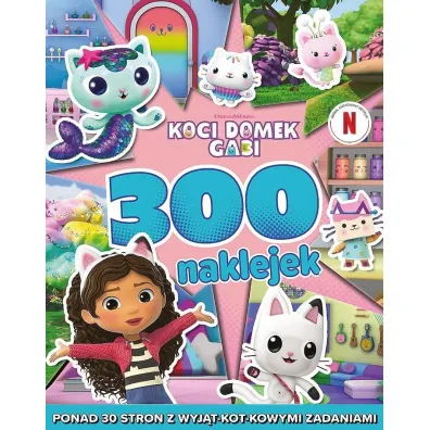 Pakiet: 300 naklejek. Koci Domek Gabi, Puzzle 4w1 - Przygody Gabi. Koci Domek Gabi (35+48+54+70 el.), Czarny Piotru� - Koci Domek Gabi, Gigantyczny notes z zadaniami. Koci Domek Gabi